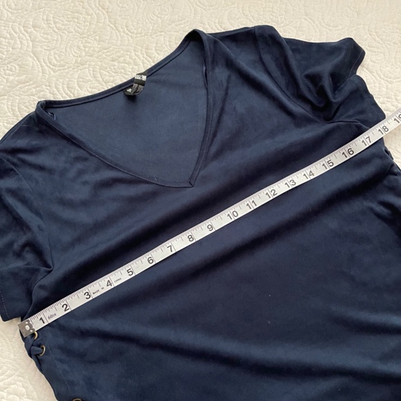 INFLUENCE Faux Suede Top Lace Up Sides Navy Blue Size 8 - Picture 8 of 15